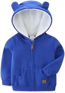 Babymine 2t Boys Clothes Zip Up Hoodie Cartoon Winter Long Sleeve Hooded Sweatshirt Tops Fall Coat Blue