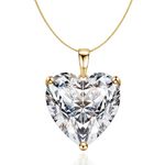 HighSpark 925 Silver Solitaire Heart Pendant with Chain For Women | 92.5 Sterling Silver & Diamond like Brilliance Sparkling Zirconia for that Stunning Shine | Lovely Gift - Gold 9mm