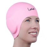 Swim Caps Ear Protection 3D - Swimming Cap for Women Men - Silicone Swim Cap Waterproof - Fits Long Hair & Short - Adult Swim Cap - Youth Swim Cap - Swim Hats (Rose Quartz)