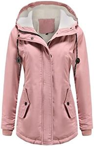 MODFUL Women's Warm Winter Coat Thicken Fleece Lined Parka Plus Size Jacket With Hood, Pink, Medium