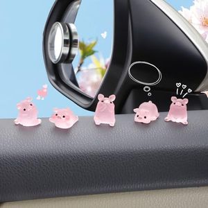 CARFIB Car Dashboard Decoration Pink Piggy Cute Girly Car Interior Rearview Mirror Accessories Office Home Desktop Funny Gifts for Women 2 Sets