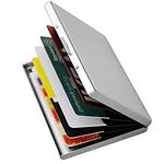 OFIXO Credit Card Holder Protector Stainless Steel Credit Card Wallet Slim Metal Credit Card Case for Women or Men (Silver)