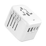 Universal International Power Travel Plug Adapter, 5 in 1 European Travel Plug Adapter W/ 3.5A 2xUSB-A and 2xUSB C Wall Charger and Worldwide AC Outlet for Europe USA UK AUS Asia