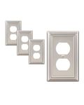 DEWENWILS 4-Pack Duplex Wall Plate, Metal Wall Outlet Cover for Receptacle, Light Switch, Satin Nickel