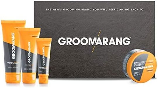 GROOMARANG Mens Toiletry Gift Set ‘Power of Man’ Toiletries Gift Set for Men Includes Hair & Body Wash, Face & Neck Cream, Shaving Gel & Hair Paste