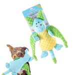 BarkButler Pookie The Dragon Plush Squeaky Dog Toy - Large, Blue | Medium-Large Dogs (10-30kg) 2 Squeakers & Crinkle Paper, Massaging Texture, Machine Washable & Durable | Ideal for All Dog Breeds