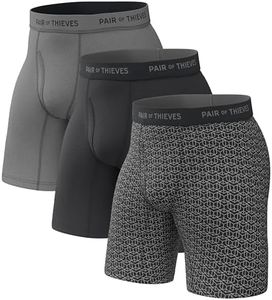 Pair of Thieves Super Fit Men’s Solid Boxer Briefs, 3 Pack Underwear, AMZ Exclusive Black/Grey