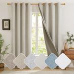 Deconovo 100% Blackout Curtains with Microfiber Back Layer, Faux Linen Thermal Curtains Eyelet, Noise Reducing Soundproof Curtains for Kids Bedroom, 46 x 54 Inch, Linen, 2 Panels