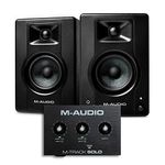 M-Audio Recording, Streaming and Podcasting Bundle – M-Track Solo USB Audio Interface and 120W BX3 Stereo Speakers, Software Suite Included