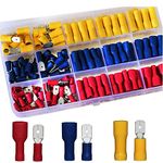 RUNCCI-YUNN 208Pcs Spade Connector Insulated Crimp Terminals, Electrical Wire Terminals Crimp Connector Set, Male and Female Bullet Connectors Tool Kit for Electrical Wiring(Red, Yellow, Blue)