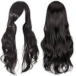 ColorfulPanda Charming Long Black Wigs for Women Girls Natural Curly Wavy Synthetic Hair Cosplay Party Halloween Costume Wig