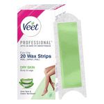Veet Professional Waxing Strips Kit for Dry Skin, 20 Strips (Pack of 3) | Gel Wax Hair Removal for Women | Up to 28 Days of Smoothness | No Wax Heater or Wax Beans Required