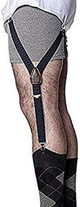 KK and Jay Supply Shirt stays for men - Premium shirt garters for men - The ORIGINAL Premium Stay Tucked Shirt Garters (Pindot Navy/Yellow)