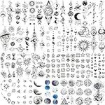 COKTAK 28 Sheets Outer Space Temporary Tattoos For Kids Women Men, 3D Fake Realistic Star Sun Moon Tattoo Stickers Boys Girls, Long Lasting Geometric Planets Universe Tattoos Neck Small Solar System