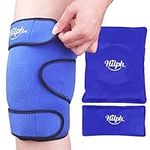 Hilph Knee Ice Pack Wrap for Injuries Reusable, Cold Compression Knee Wrap with 2 Gel Cold Packs Around Entire Knee for Knee Replacement Surgery, Bruises, Arthritis, ACL, Sprain & Swelling (Blue)