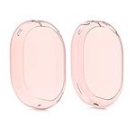 kwmobile Covers Compatible with Apple AirPods Max Case - 2x Ear Cup Cases Headphone Protectors - Dark Pink/Transparent