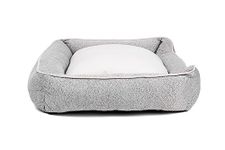 PAWPOURRI Ultra Soft Grey Bolster Pet Bed for Medium to Large Dogs and Cats | Cuddler Bed | PolyFibre Filling | 100% Cotton | Washable Cover