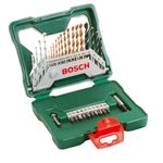 BOSCH 30-piece X-Line TiN-Coated Set, For DIYers and Professionals, Compact & Portable, 11 x HSS-TiN metal bits, 8 Drill Bits, 10 x Screwdriver Bits, Countersink bit, and a Magnetic universal holder