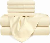 Casa Platino 100% Egyptian Cotton Sheets Queen Size Set - 6 Pcs (1 Flat, 1 Fitted, 4 Pillowcases) - 1000 Thread Count - Ultra Smooth Sateen Weave Bed Sheets Set with 15" Deep Pockets - Ivory