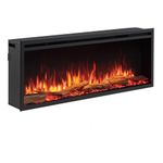 FLAMME 50’’/127cm Castello Platinum Smart Inset Media Wall Electric Fireplace Compatible with Alexa and Google Assistant Deep Fuel Bed Perfect for Media Wall