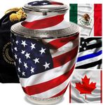 American Flag Cremation Urns for Human Ashes Adult Male for Funeral, Burial or Home Cremation Urns for Adult Male Large Urns for Dad & Cremation Urns for Adults XL Large & Small Flag Urns for Ashes