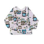 Chic Buddy Baby Long Sleeve Bib, Toddler Children's Leak-Free Baby Bib with Sleeves,Washable/Lightweight/Wipeable (6-24 Months) Baby Bib Shirt with Pocket (Owl)