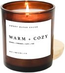 Sweet Water Decor Warm and Cozy Soy Candle | Pine, Orange, Cinnamon, and Fir Winter Scented Candle for Home | 11oz Amber Jar Candle with Wood Lid, 50+ Hour Burn Time, Made in the USA