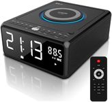 Gelielim CD Players for Home, Bluetooth Boombox with Remote, CD Clock Radio, 10W Fast Wireless Charging, Digital FM Radio, CD Player Portable with Headphone Jack, USB & AUX Ports, Dimmable LED Display