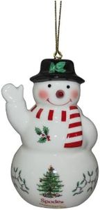 Spode ornamento del árbol de Navidad, muñeco de nieve con sombrero negro por Spode