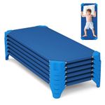 KOTEK Stackable Daycare Cots for Kids, Portable Children Nap Cots, 52" L x 23.5" W, Ready-to-Assemble, Space Saving Toddler Preschool Cots for Sleeping Naptime (6 Pack, Blue)