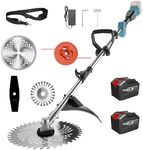 Cordless Strimmer for Makita Batteries, Garden Strimmer Cordless with Trimming Line, Brush Attachments, and Blades (2 Batteries and Charger)