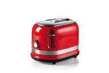 Ariete 0149R Moderna 2 Slice Toaster, Defrost, Heating & Cooking Function, Red, Stainless Steel