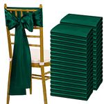 fani 120 PCS Forest Green Satin Chair Sashes Bows Universal Chair Cover for Wedding Reception Restaurant Event Decoration Banquet,Party,Hotel Event Decorations (7 x 108 inch)