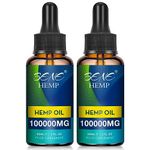 High Strength 100000mg Premium Oil - Supports Joint, Sleep and Stress Relief, Rich in Omega 3-6-9, Vitamin C & E, 100% Vegan, 60ml (Pack of 2)