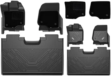 3W Floor Mats & Front Carpet Fit for Ford F150/F-150 Lighting SuperCrew Cab 2015-2024, TPE All Weather Accessories Custom Fit Full Set Pick-up Truck Car Liners (Cut to Fit with Under-Seat Storage)