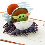 Hallmark Star Wars: The Mandalorian, 3D & Pop-Up Any Occasion Card, Grogu & Space Pod, Birthday, Fathers Day, Son, Dad, Nephew, Space Theme, Copper