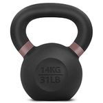 Yes4All Powder Coat Kettlebell Weights with Wide Handles & Flat Bottoms – 14kg/31lbs Cast Iron Kettlebells for Strength, Conditioning & Cross-Training