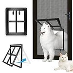 Namsan Pet Screen Door 12x16 Inches Dog Door for Screen Door Sliding Doggy Door with Magnetic Flap Lockable Screen Doggie Door (Black)