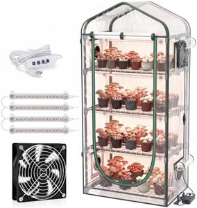 Mushroom Grow Tent with Lights & Ventilation Fan, 4 Tier Wire Shelf