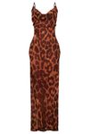 Beaufident Womens Cowl Neck Dress Floral Print Backless Maxi Dresses Wedding Guest Beach Dresses,Leopard,Large