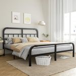 ONEMO 14 Inch California King Bed Frame with Headboard and Footboard Metal Platform Bed Frames Heavy Duty Mattress Foundation Quiet and Anti-Slip No Box Spring Needed Black