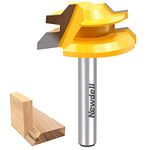 Newdeli 1/4-inch Shank 45 Degree Lock Miter Router Bit, 1/2-inch Stock Joint Router Bit, Professional Woodworking Cutter for 90-Degree Angle Connection (1/4'' Shank 1/2'' Stock)