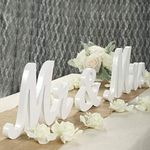 WANTMAZOR White Mr and Mrs Signs Wedding Table Decorations, Wooden Freestanding Letters for Photo Props, Rustic Wedding Decoration, Anniversary Wedding Shower Gift