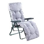 Alfresia Garden Relaxer Chair with Classic Cushion - Green Frame, Adjustable Reclining Outdoor Chair, Foldable Garden Seat (Grey)