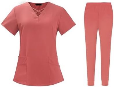 Womens Christmas Shirt Matching Elastic Waist Pants Nurse Gifts Curved Blouse Scrubs Set for Women Scrubs for Women Set Clearance Nurse Scrubs for Women Set(3-Watermelon Red,Medium)