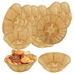 YAYODS 12Pcs Bamboo Bread Basket, 7.8 Inch Wicker Bread Basket for Table, Round Woven Food Basket for Fruit Vegetables Snacks, Small Wicker Storage Gift hamper Baskets