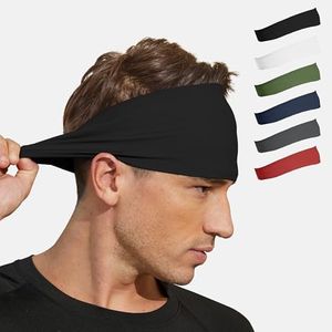VIMPEP Tenacious Sports Headbands for Men Sweatband Workout Headband for Running,Cycling,Basketball,Tennis,Yoga Fitness Stretchy Quick-Dry Hairband for Unisex Black, White, Green Blue, Dark Grey, Red