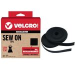 VELCRO Brand ECO Collection | Non Adhesive Sew On Tape for Clothes and Fabrics | Cut Strips to Custom Length for Sewing | 15ft x 3/4in Roll, Black