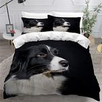 AOLIGL Super King Size Duvet Cover Set Border Collie Duvet Cover Personalised Comforter Cover King Size Bedding Sets Luxury Bedroom Decor 3Pcs Polyester