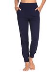 MOVE BEYOND Buttery Soft Women's Joggers Pants with 4 Pockets Active Sweatpants High Waist Workout Yoga Lounge Pants, Blue, XL